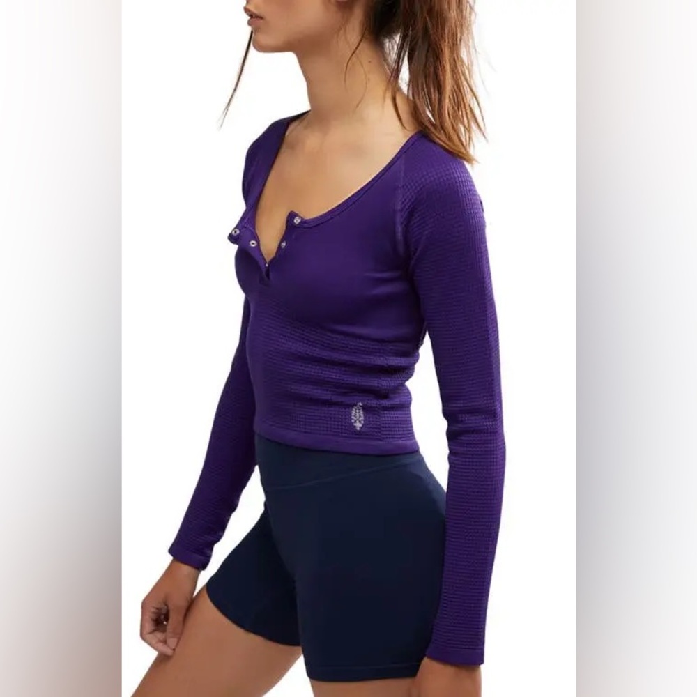 NFSFree People Bail Out Crop Knit Top - Dark Amethyst NWT XS/S - Picture 1 of 5